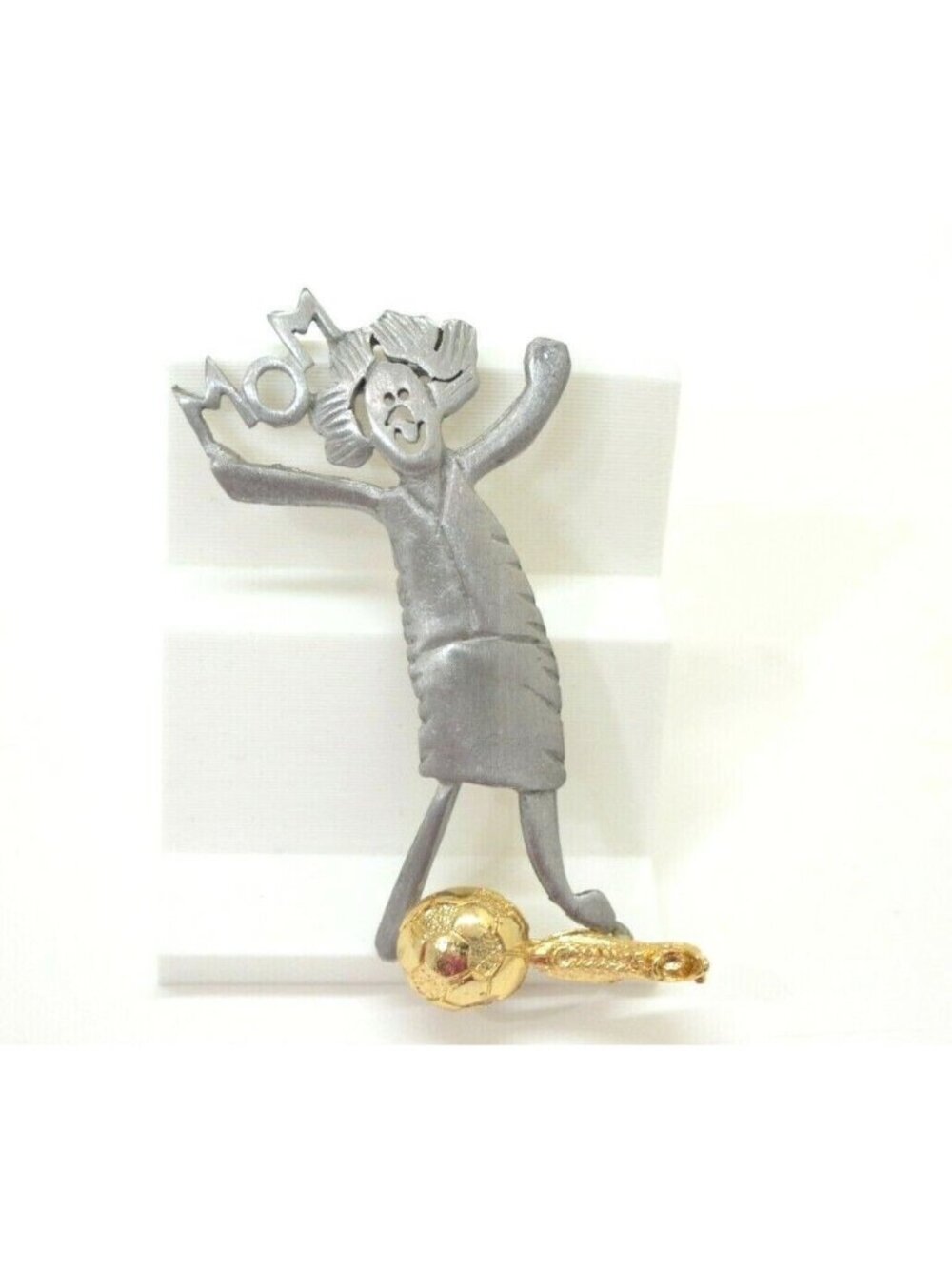 Soccer Mom Brooch Pin Pewter Ultracraft Gold Tone Lapel Hat Bag Brooch Vintage